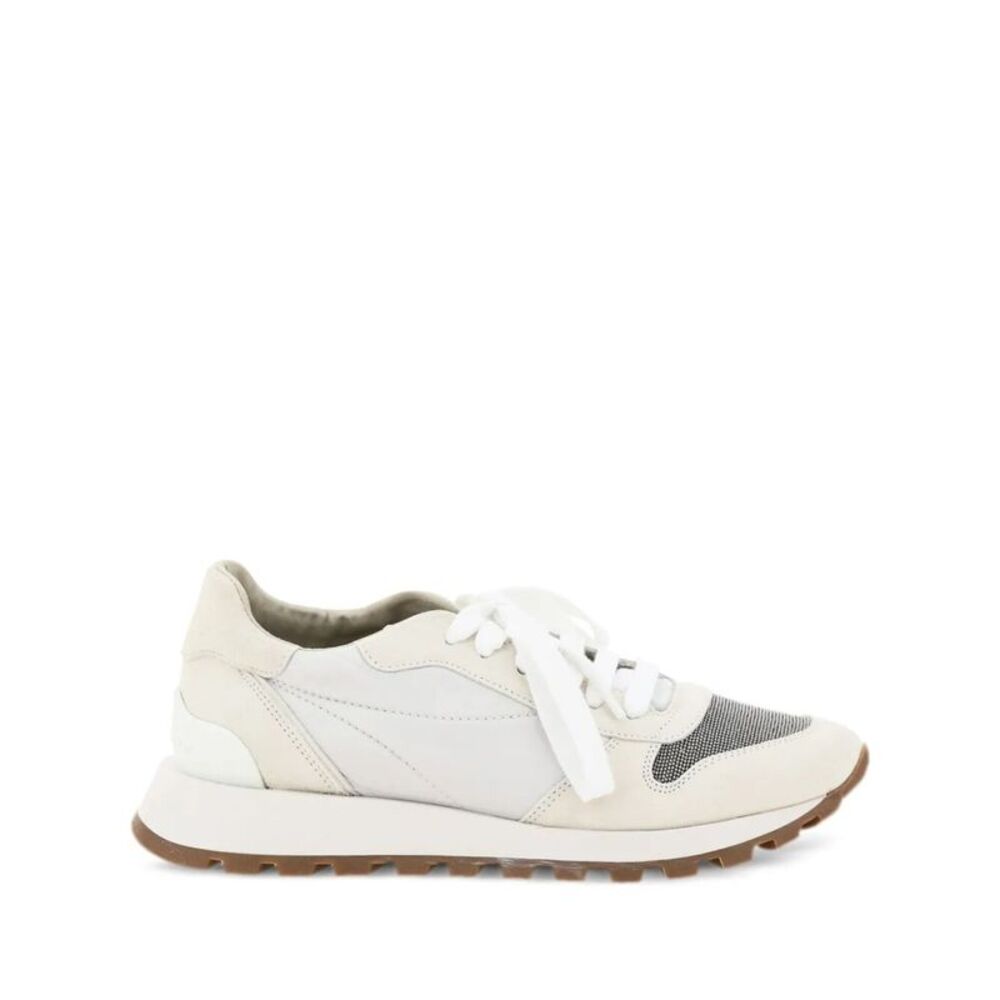 Suede And Techno Fabric Runners With Precious Toe Women